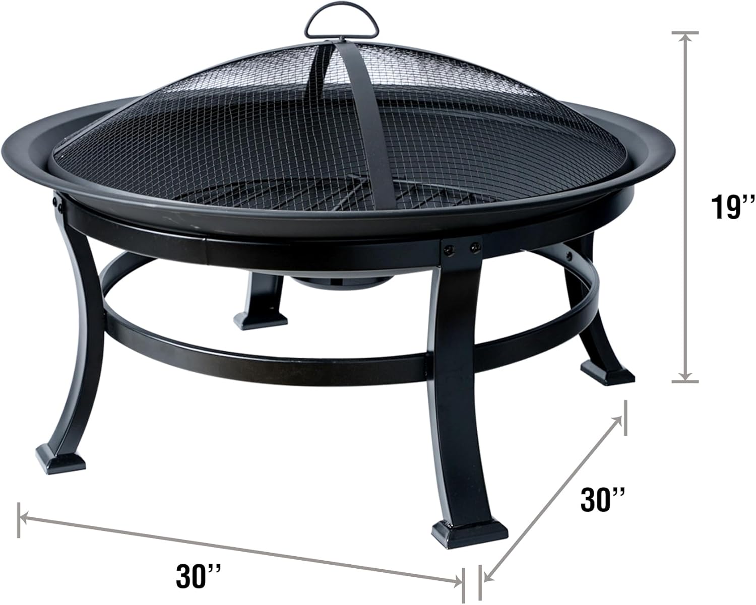 Bestier 30 in Outdoor Wood Burning Fire Pit with Mesh Lid and Fire Picker - Durable Steel Fire Pits for Outside, Fire Pit for Backyard, Porch, Deck, Camping