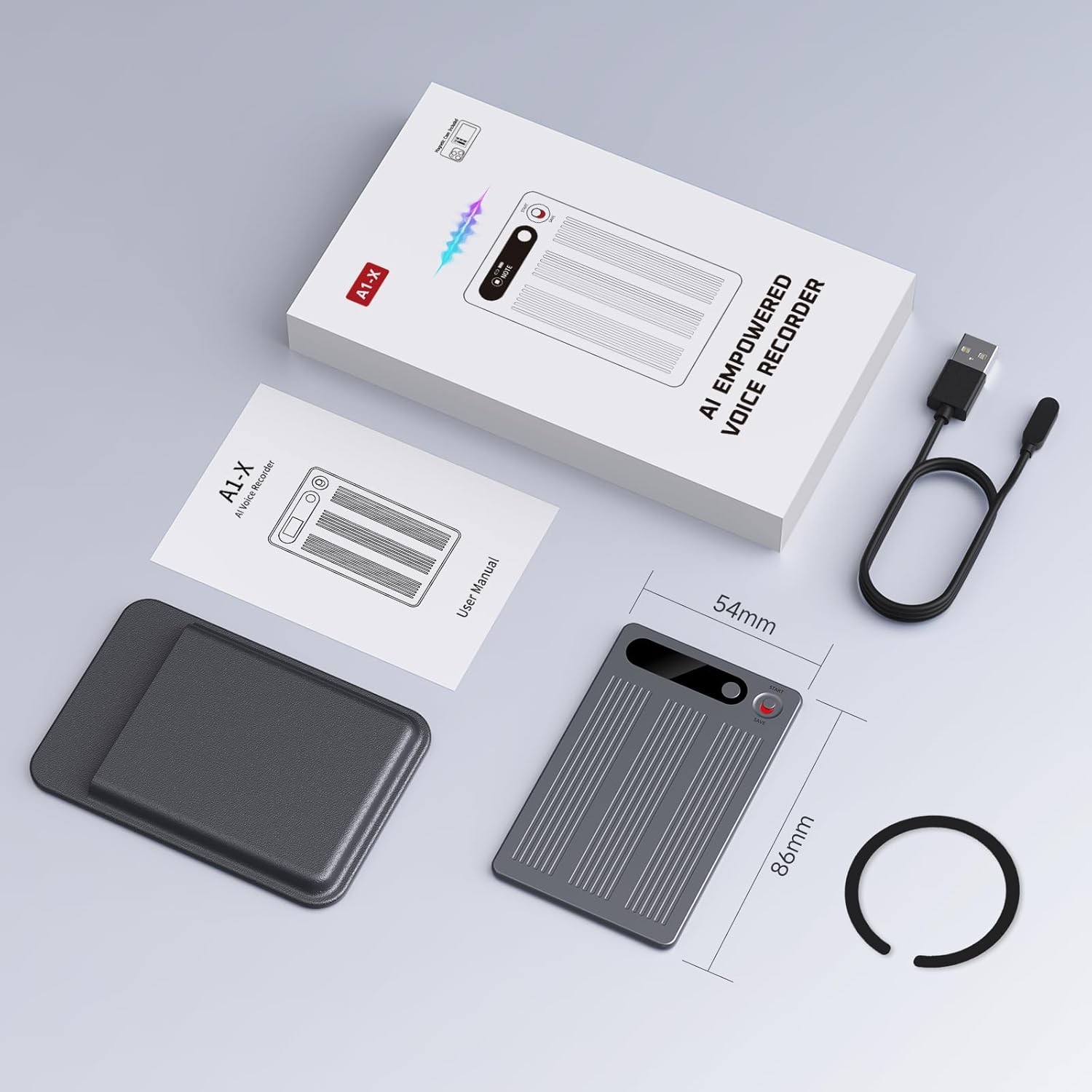 AI Voice Recorder, Note Voice Recorder with Transcribe＆Summarize, Al Noise Cancellation Technology, Two-Way Translation with APP, 80+ Languages, 64GB Memory, 120+ Templates Audio Recorder for Meeting