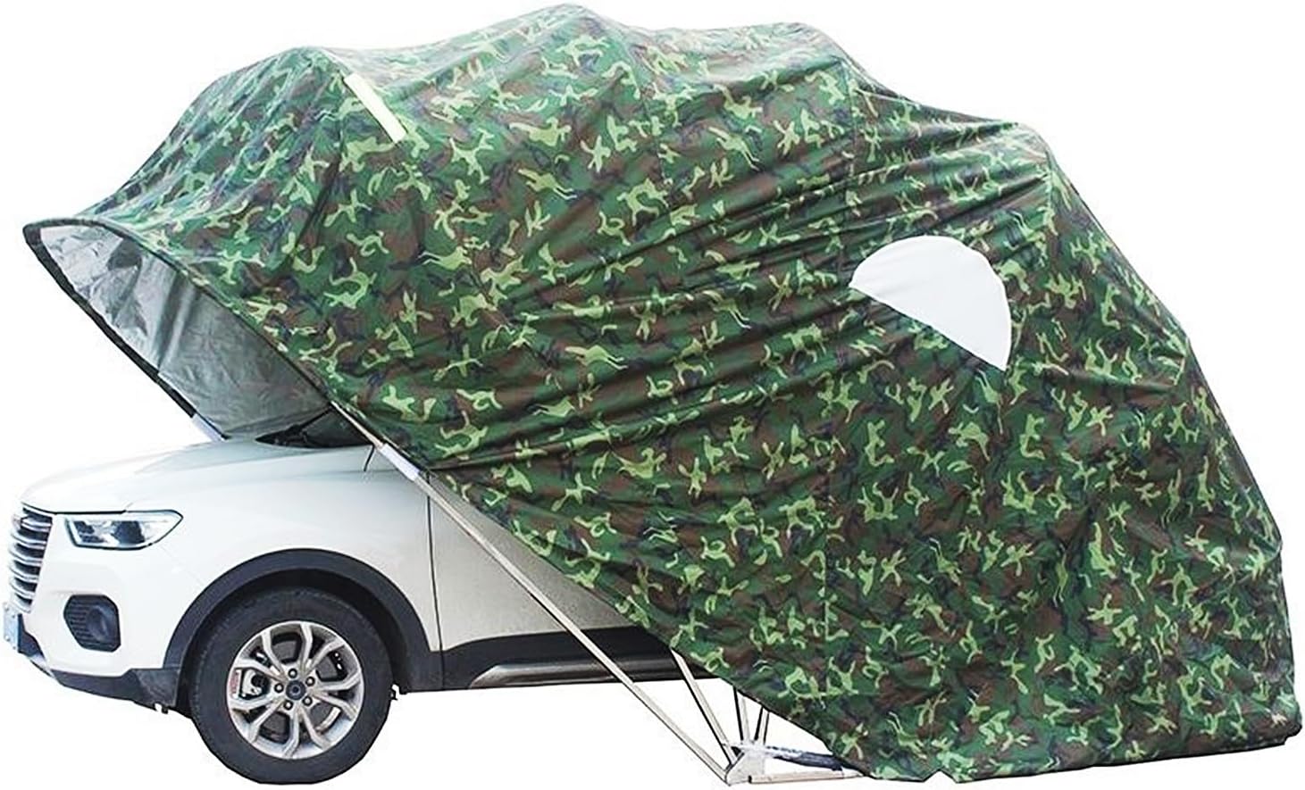 Large Stainless Steel Carport, Folding Canopy, Heavy Duty Metal Semi-Automatic Mobile Carport, Outdoor Retractable Shelter Car Awning (21x9x8.7ft)