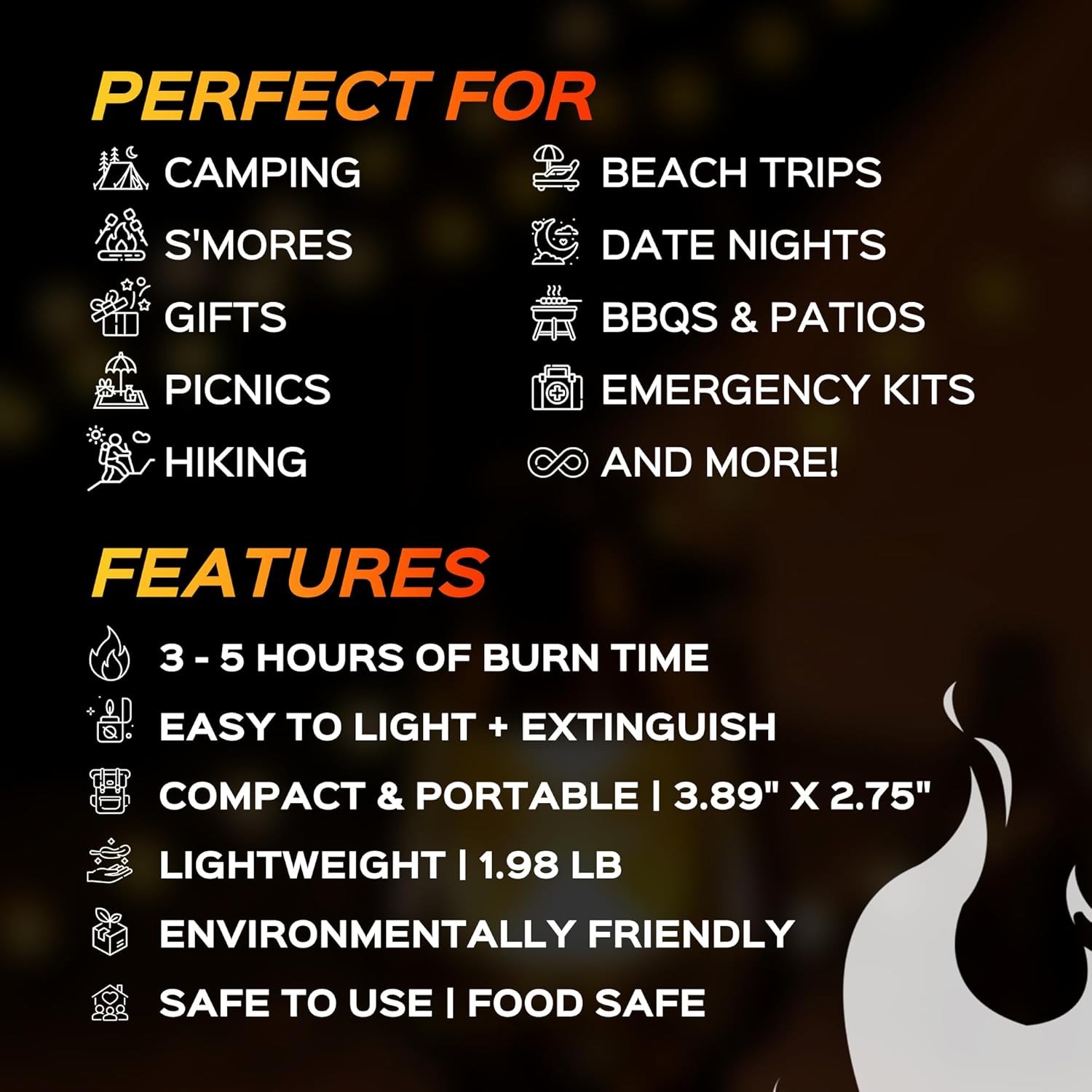 2 Pack of Portable Campfire, Smores Fire Pit, Outdoor Fire Pits, 3-5 Hours of Burn Time, No Embers-No Hassle, Emergency Heat, Portable Tabletop Fire Pit for Party Camping Picnics and More