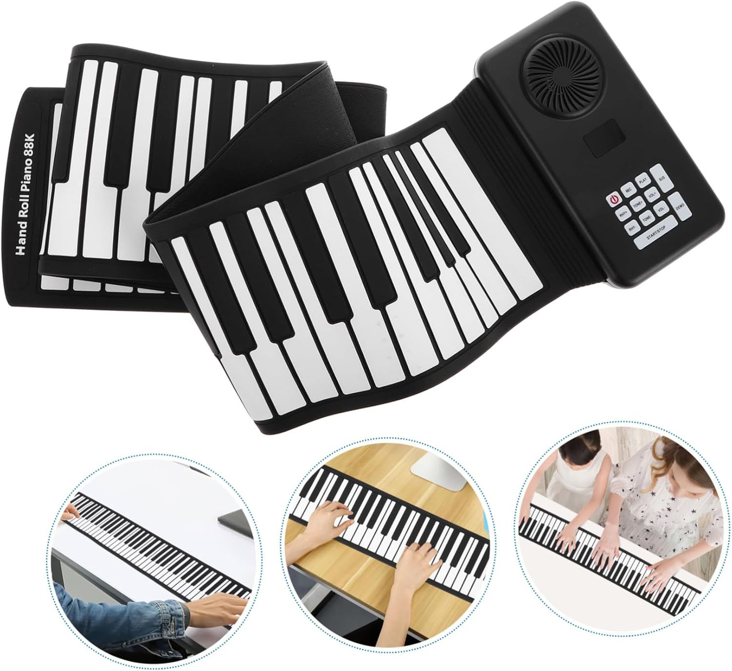 Portable Key Hand Roll Piano Foldable Silicone Electronic Keyboard with Built-in Speaker for Travel and Beginners Battery Operated Full Range of Keys Lightweight Design
