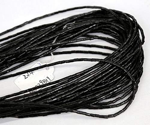 1 strands natural black agate tube columnar loose beads small 3x5mm 02672