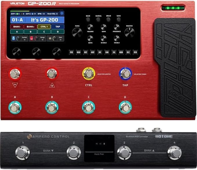 VALETON GP-200R + MIDI Foot Controller Hotone Ampero Control bundle - Multi-Effects Guitar/Bass Pedal with Expression, FX Loop, MIDI, Amp Modeling, IR Cab Simulation, Stereo, USB Interface