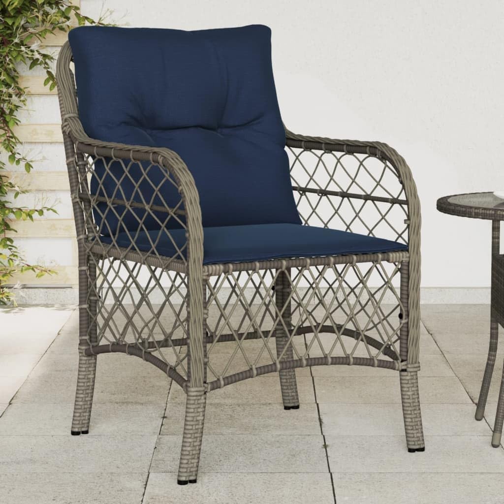 Patio Chairs with Cushions 2 pcs Gray Poly Rattan,Comfortable Outdoor Patio Chairs with Cushions Durable and WeatherResistant for Yard and Garden Outdoor Furniture, Outdoor Chairs