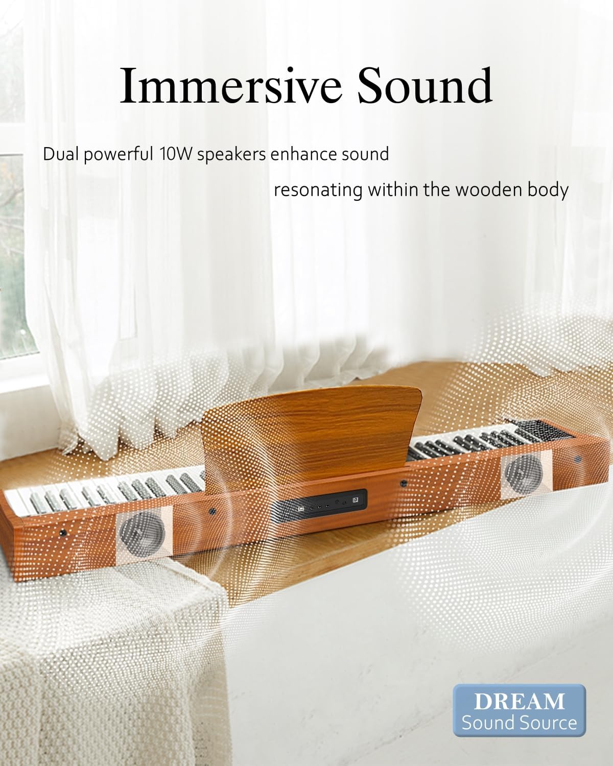 Longeye Piano Keyboard 88 Keys Wooden Electric Piano Semi Weighted Digital Piano Includes Piano Stand, Music Stand, Keyboard Bench, Headphones, MOLD2 Deep Brown