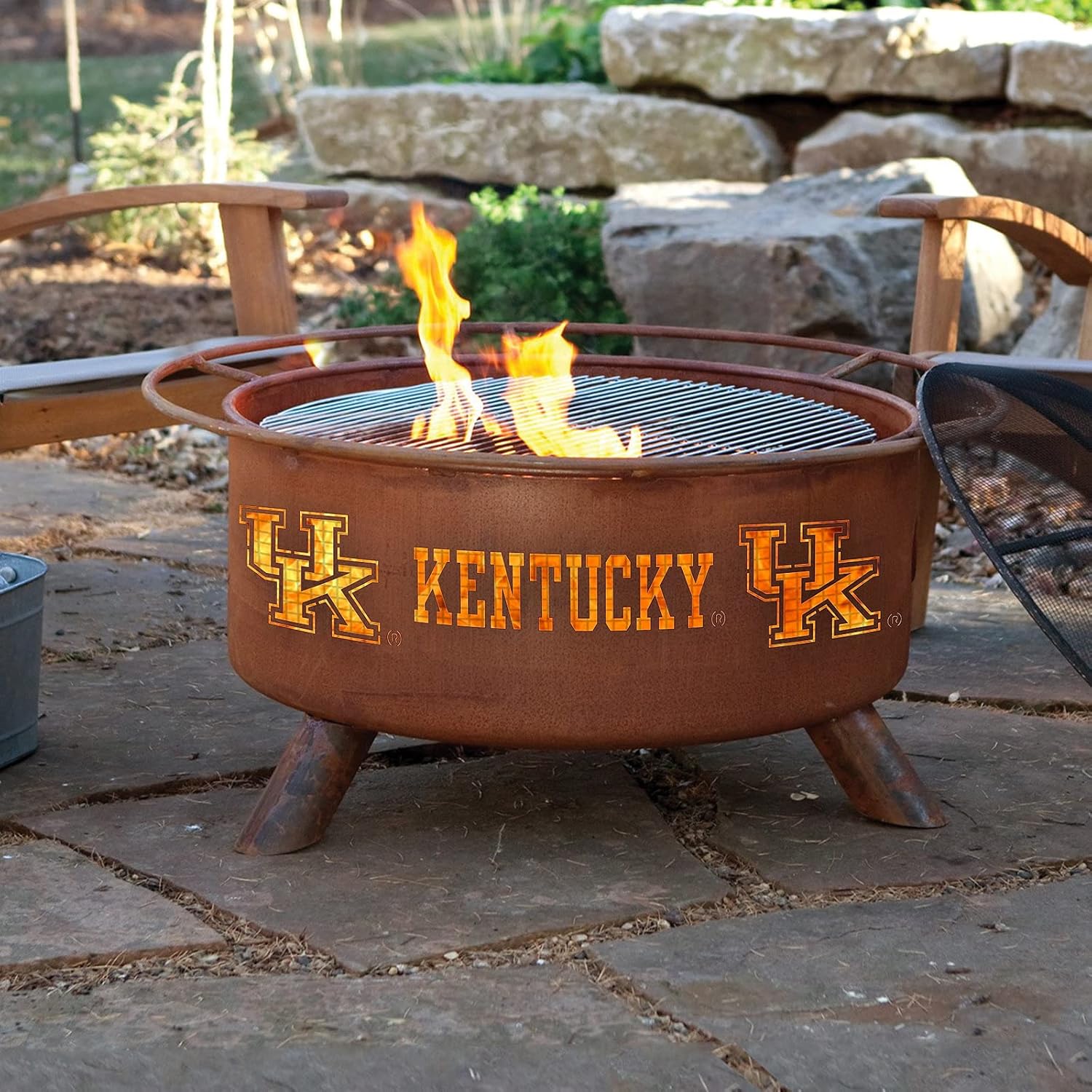 Patina Products F219 Kentucky Steel Outdoor Fire Pit - 24 x 24 x 11 inch - Natural Rust Patina Finish
