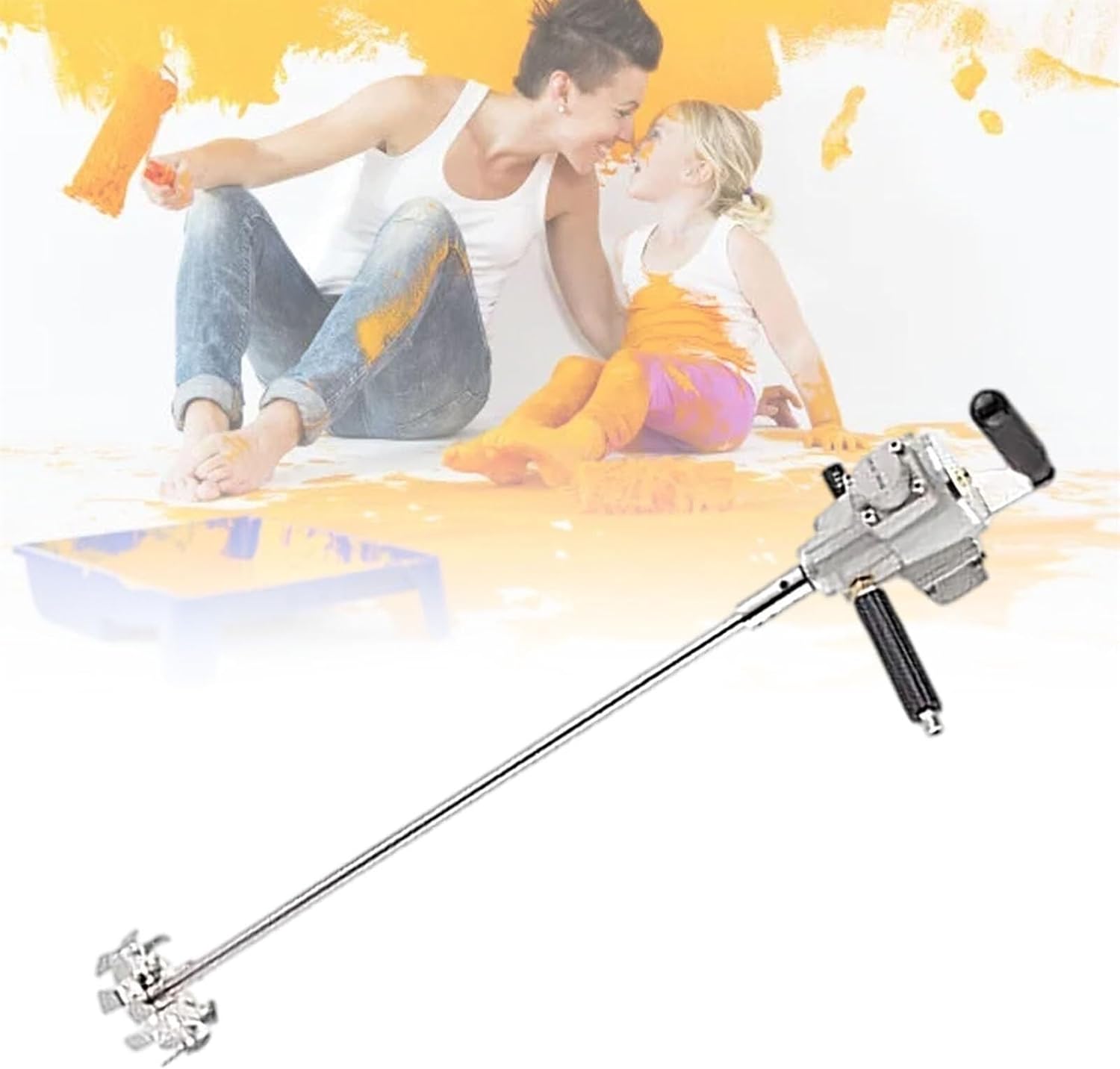 Handheld Paint and Mud Mixer Mix Tool, Can Mix 5Gal Round Barrels Pneumatic Mixer Machine, for Putty Powder Mixing and Paint Mixing