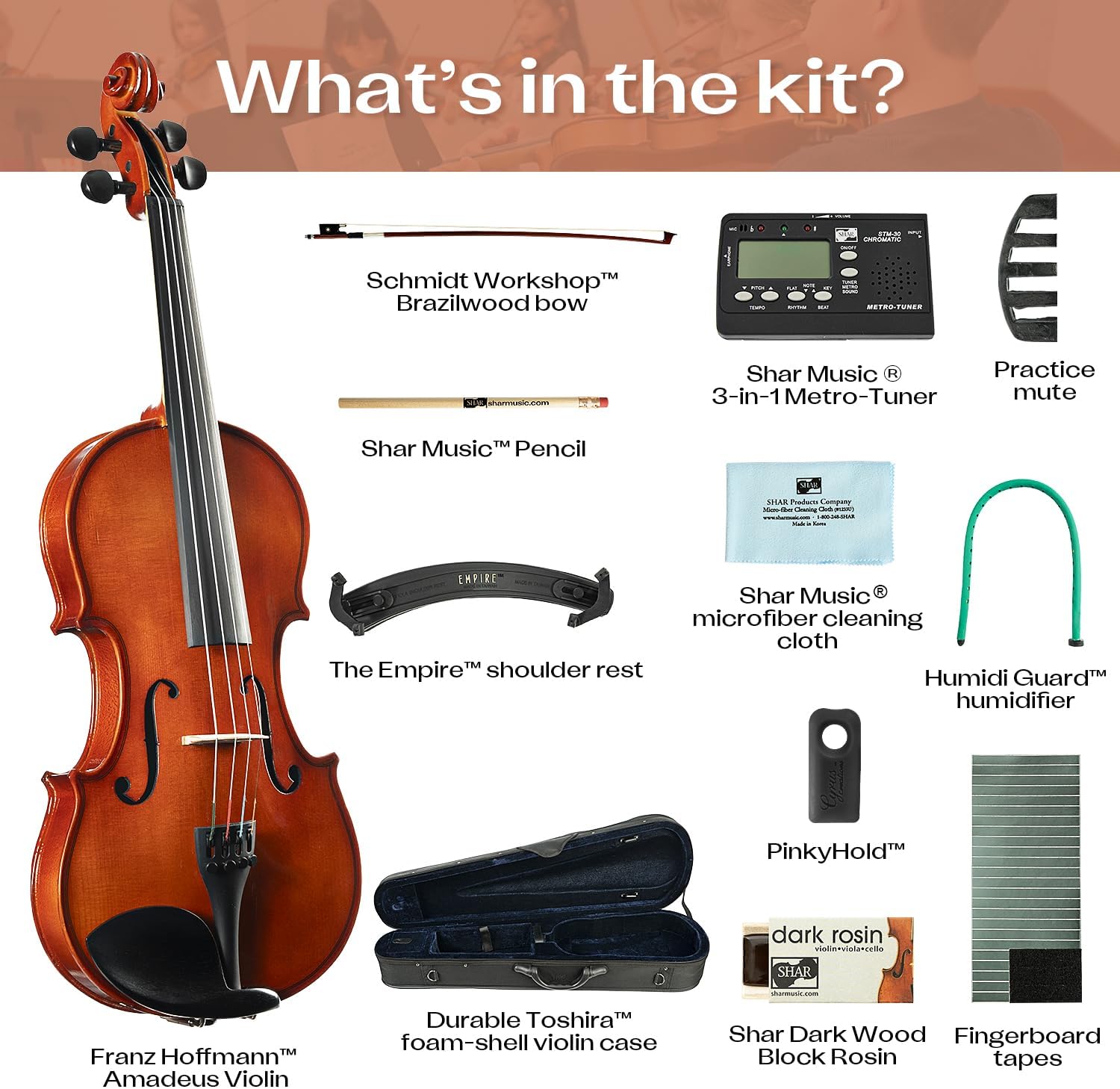 Full Size 1/2 Violin for Beginners, Violins Starter Kit for Student& Adults, Solid Wood Beginners Violin with Case, Bow, Rosin & All Accessories, Complete Handmade Fiddle Set