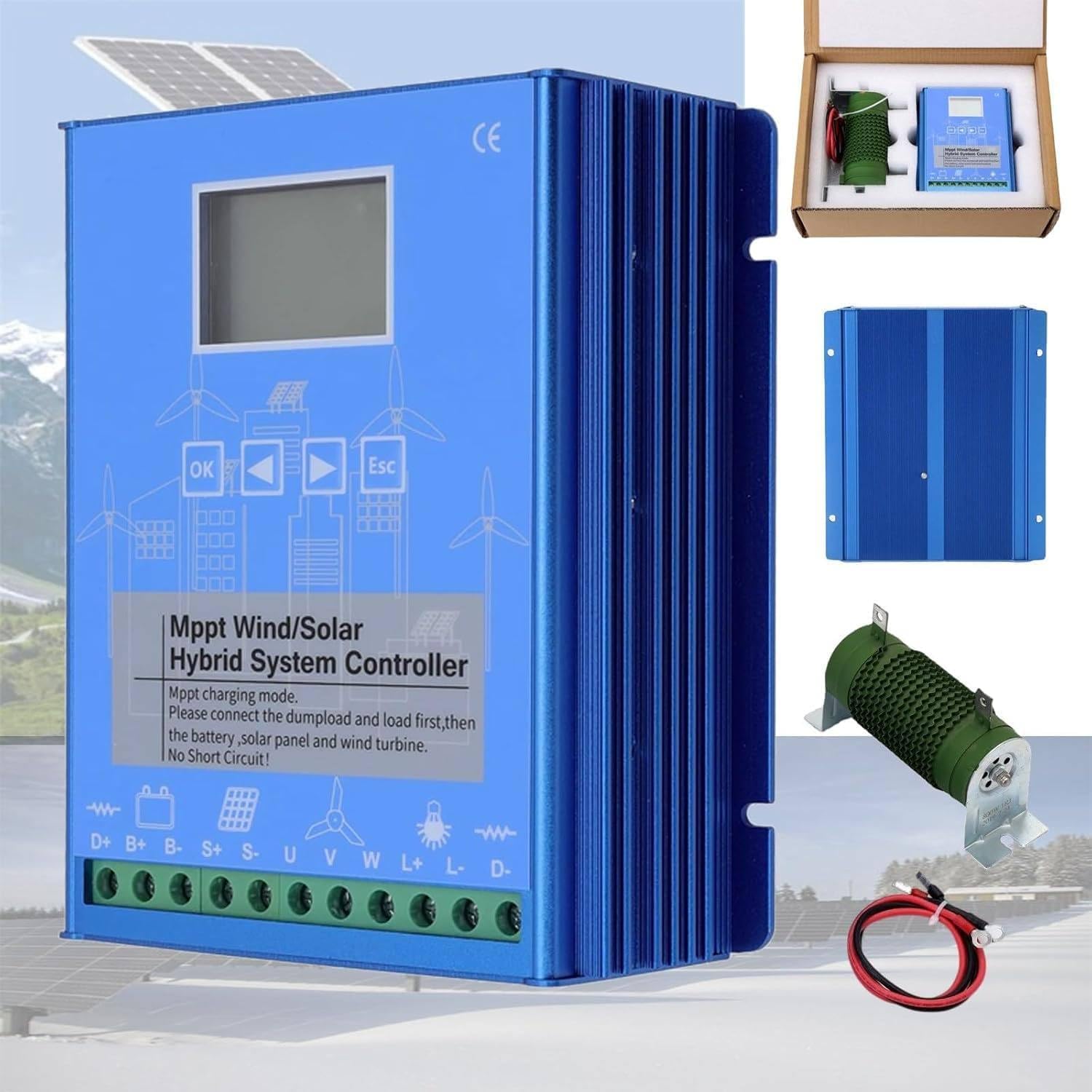 Wind Solar Hybrid Charge Controller with Dump Load for Max 12000W Wind Turbine Generator 12000W Solar Panel 12V 24V Battery