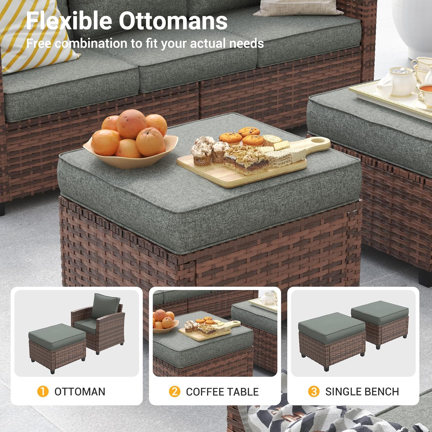 6 Pieces Patio Furniture Set with 44