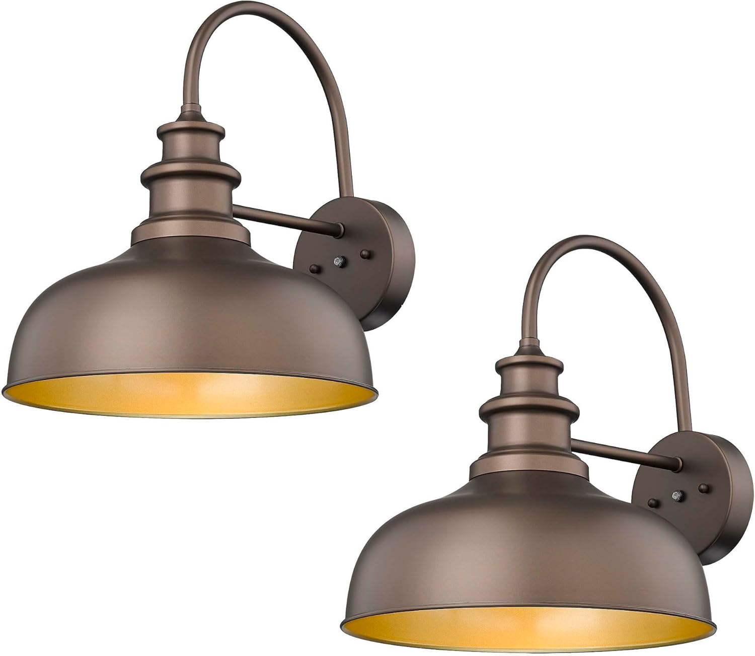 Bestshared Dusk to Dawn Sensor Farmhouse Barn Light, Outdoor Wall Sconce, Outdoor Wall Lantern for Porch, Exterior Light Fixtures Porch Lights (Orb+Gold, 2 Pack)