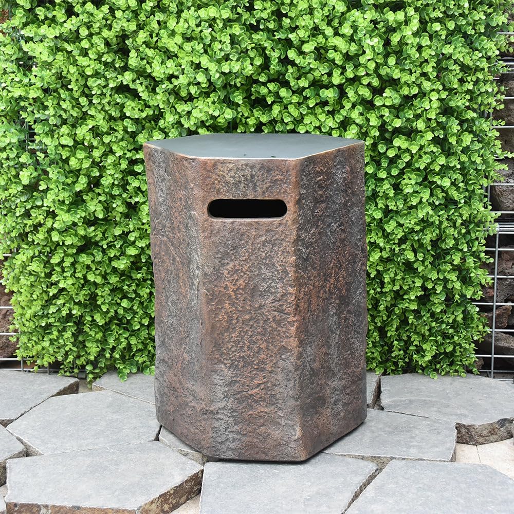 Elementi Columbia Propane Tank Cover Fire Pit Accessories Round 19 Inches Concrete Outdoor Side Table Fits Standard 43 Pound Propane Tank Hideaway Table