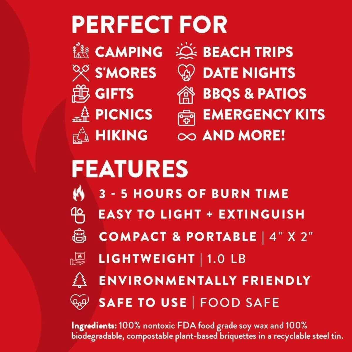 City Bonfires Portable Fire Pit - Mini Fire Pit, Table Top Firepit, No Wood, No Embers, 3-5 Hours of Burn Time - Food Safe for Smores - Lightweight, Emergency Heat, Camping Stove (24-Pack)