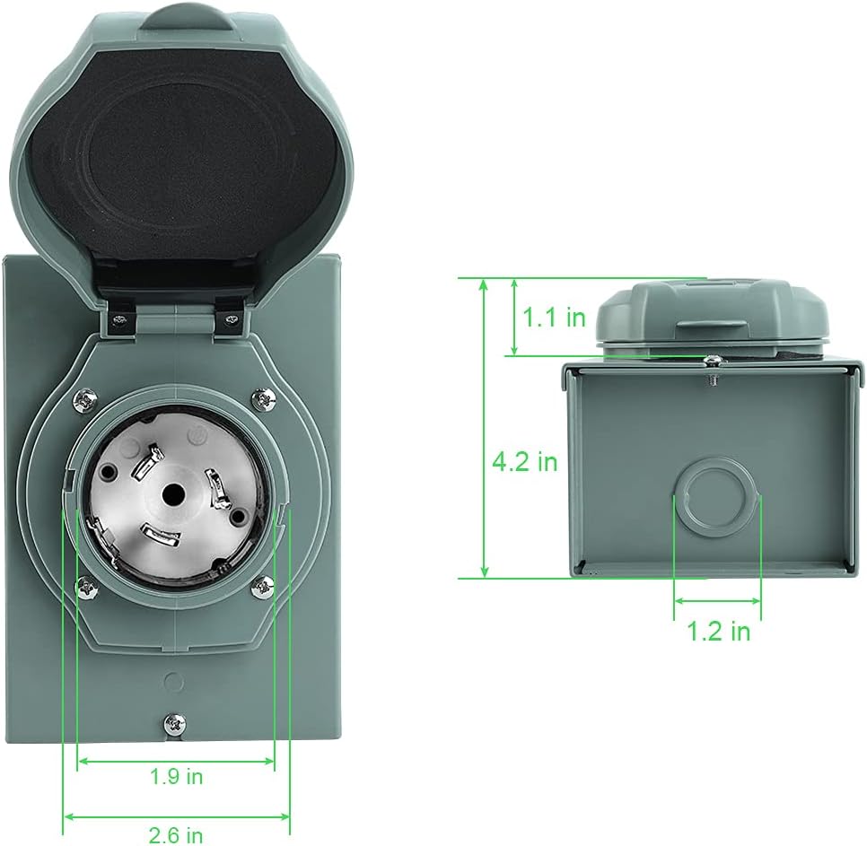 50 Amp Generator Power Inlet Box, NEMA SS2-50P 125/250 Volt 12500 Watts Power Inlet Box for 3 Prong Generator Cord, ETL Listed, Weatherproof Outdoor Use
