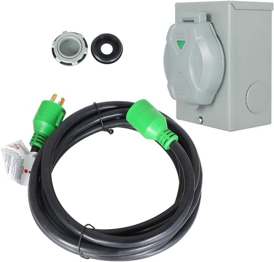 30 Amp Generator Inlet Box with Cord 30A Generator Cord 15FT and Power Inlet Box