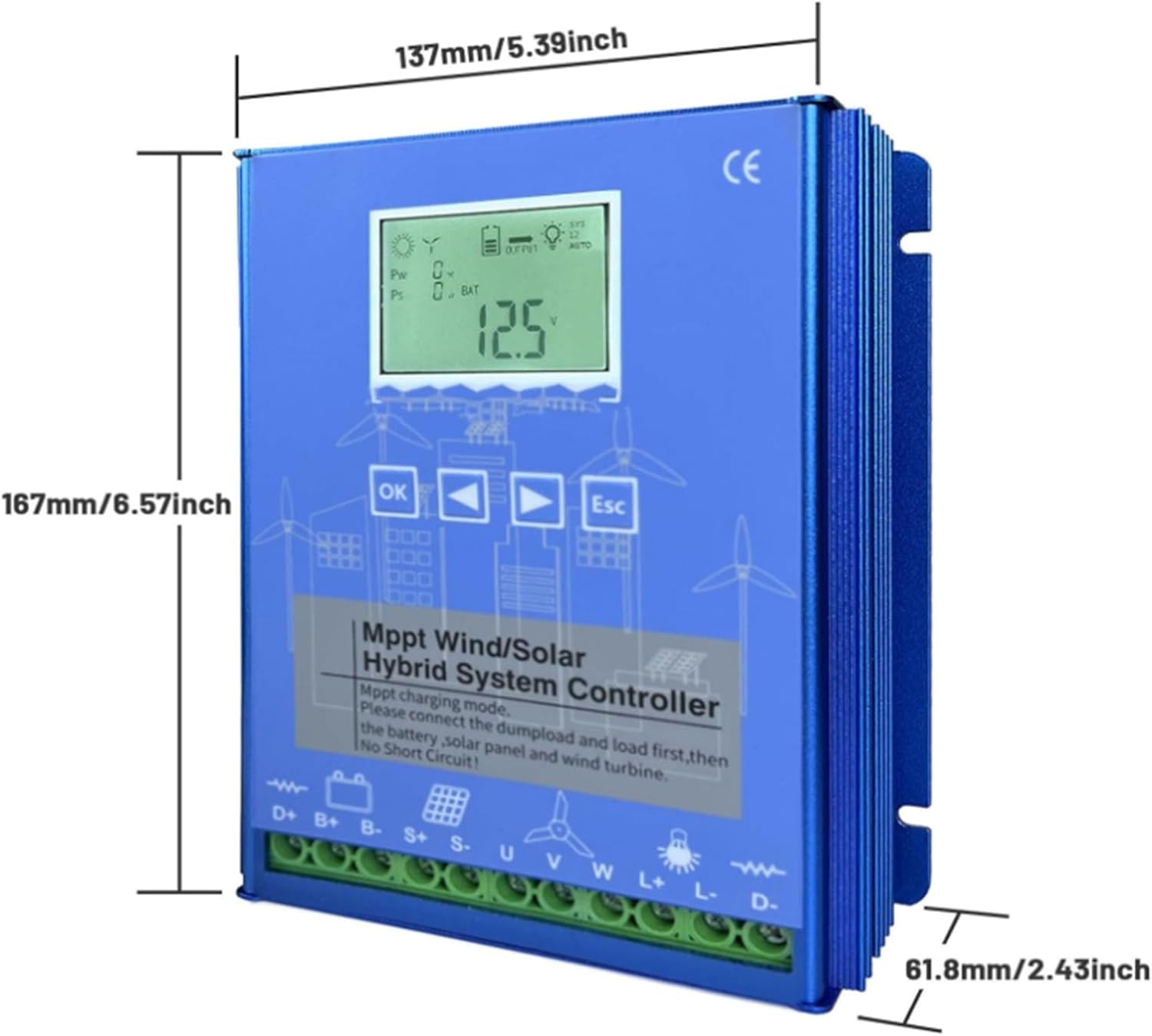 48v,New Upgraded Wind Solar Hybrid Charge Controller 12V/24V/48V MTTP Auto Distinguish Off Grid Wind Turbine Solar Charge Controller 12000W-48V