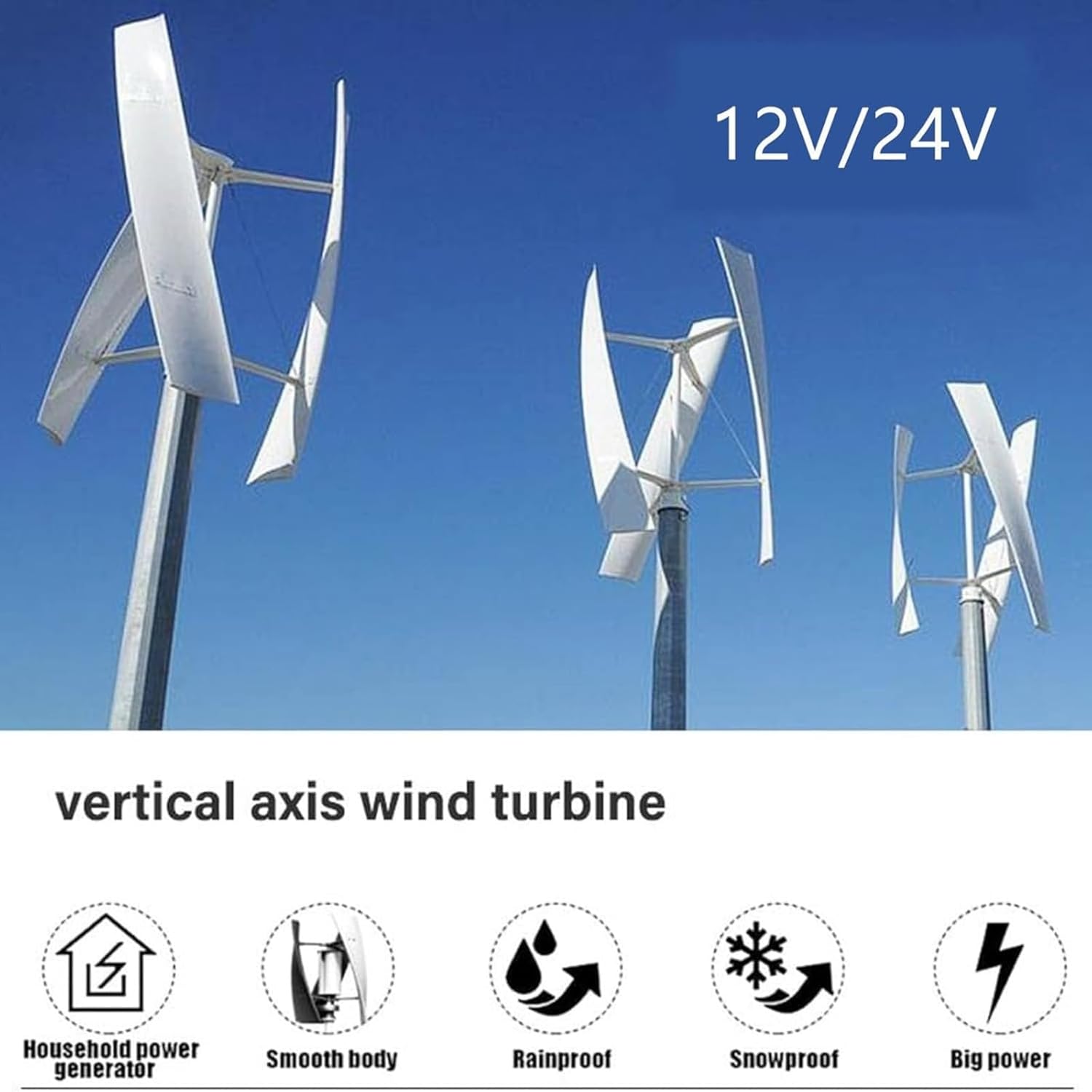 300W Wind Turbine Generator, Helix Wind Turbine Vertical Wind Turbine Generator Kit Charge Controller Windmill Power Helix Maglev Axis Vertical Wind Turbine Generator(12V)