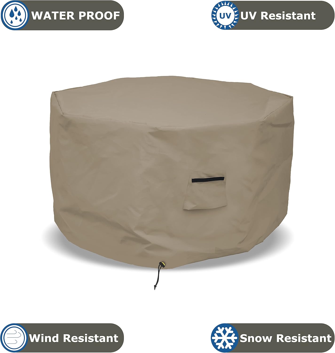 Covers & all Octagon Fire Pit Cover 12 Oz Waterproof - 100% Weather Resistant Outdoor Fire Pit Table Cover with Air Pocket & Drawstring for Snug Fit (40