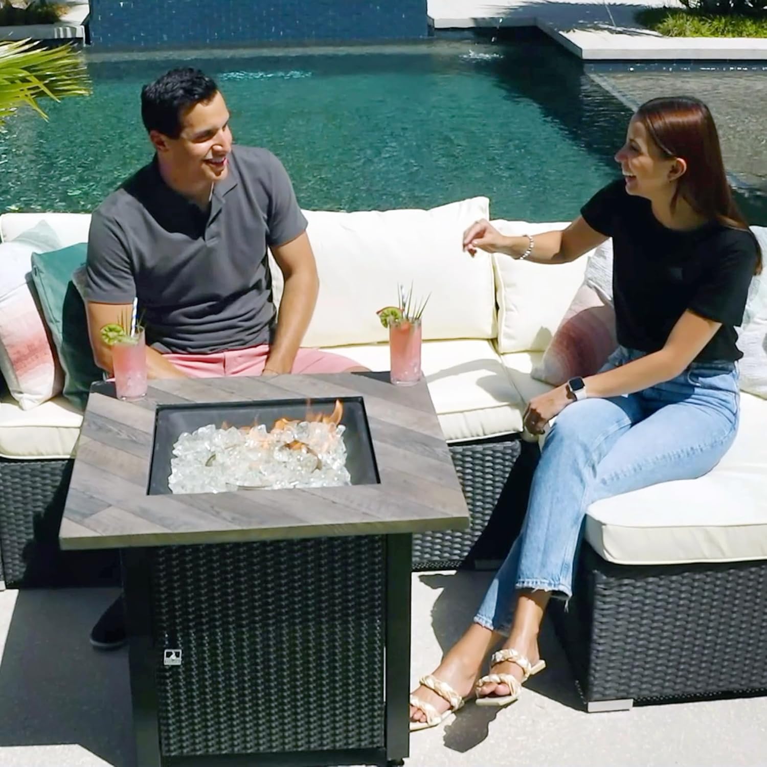 Endless Summer - The Olivia 30 Inch Square Gas Fire Table