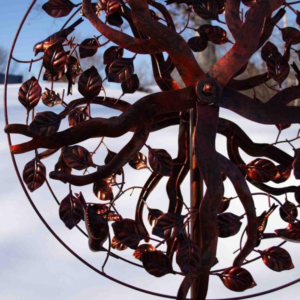 Chalily Tree of Life Garden Wind Spinner Outdoor Spinners for Yard Decoration and Sculpture Extra Large Metal Spinning Kinetic Art Giant Lawn Decorations Solar Wind Power Sculptures Decor no Motor