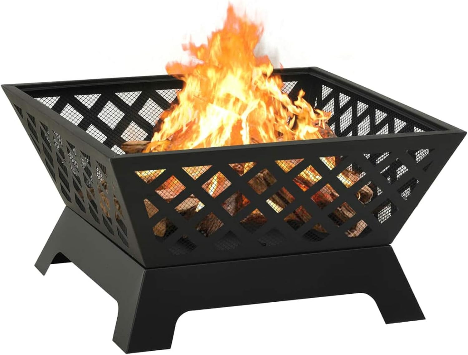 Fire Pit with Poker, XXL Steel Fire Pit with Mesh Cover, 25.2 Inch for Outdoor Garden or Patio Use