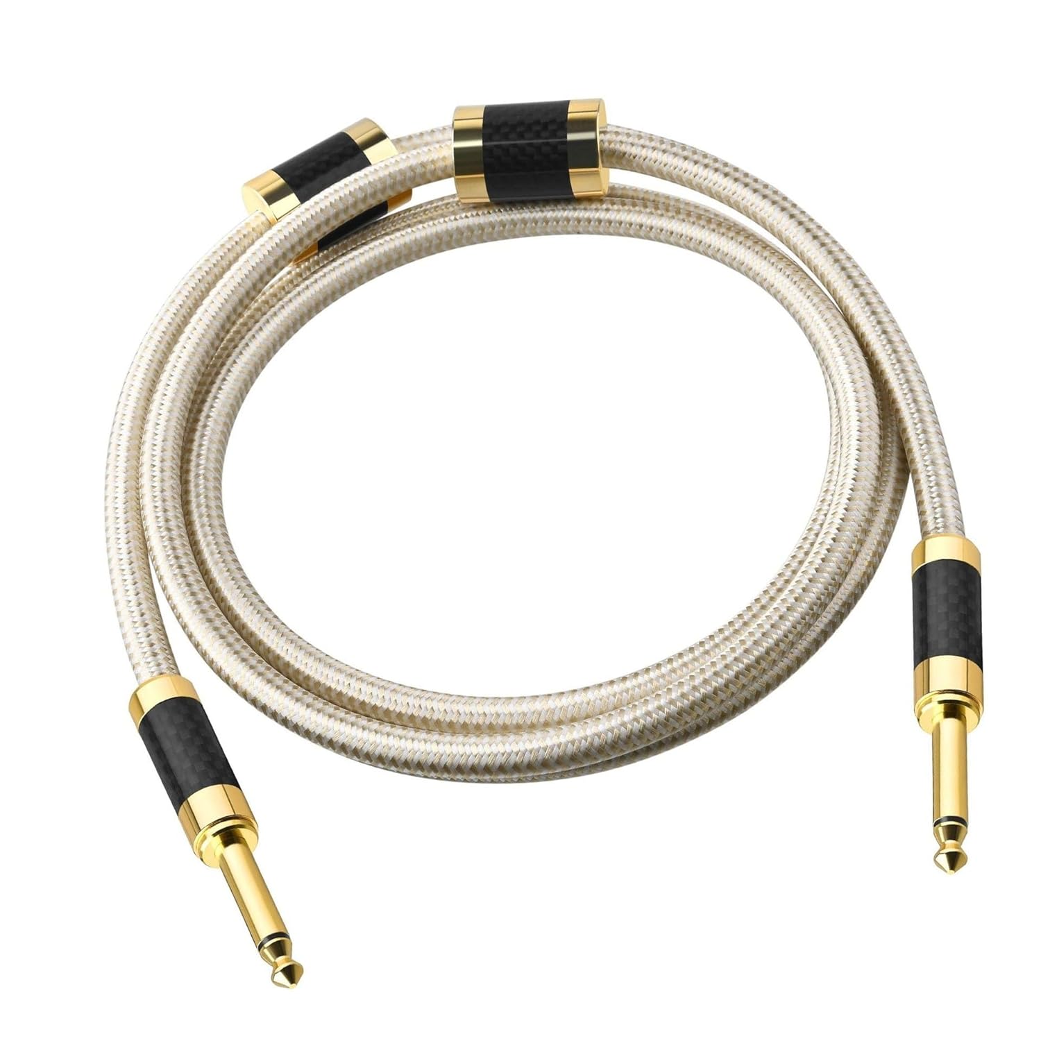 Pro Audio Cable Carbon Fiber 6.35 Pair Recording Cable Male to Male Silver-Plated Copper 6.5 Cable Amplifier Guitar Cable(1.5m)