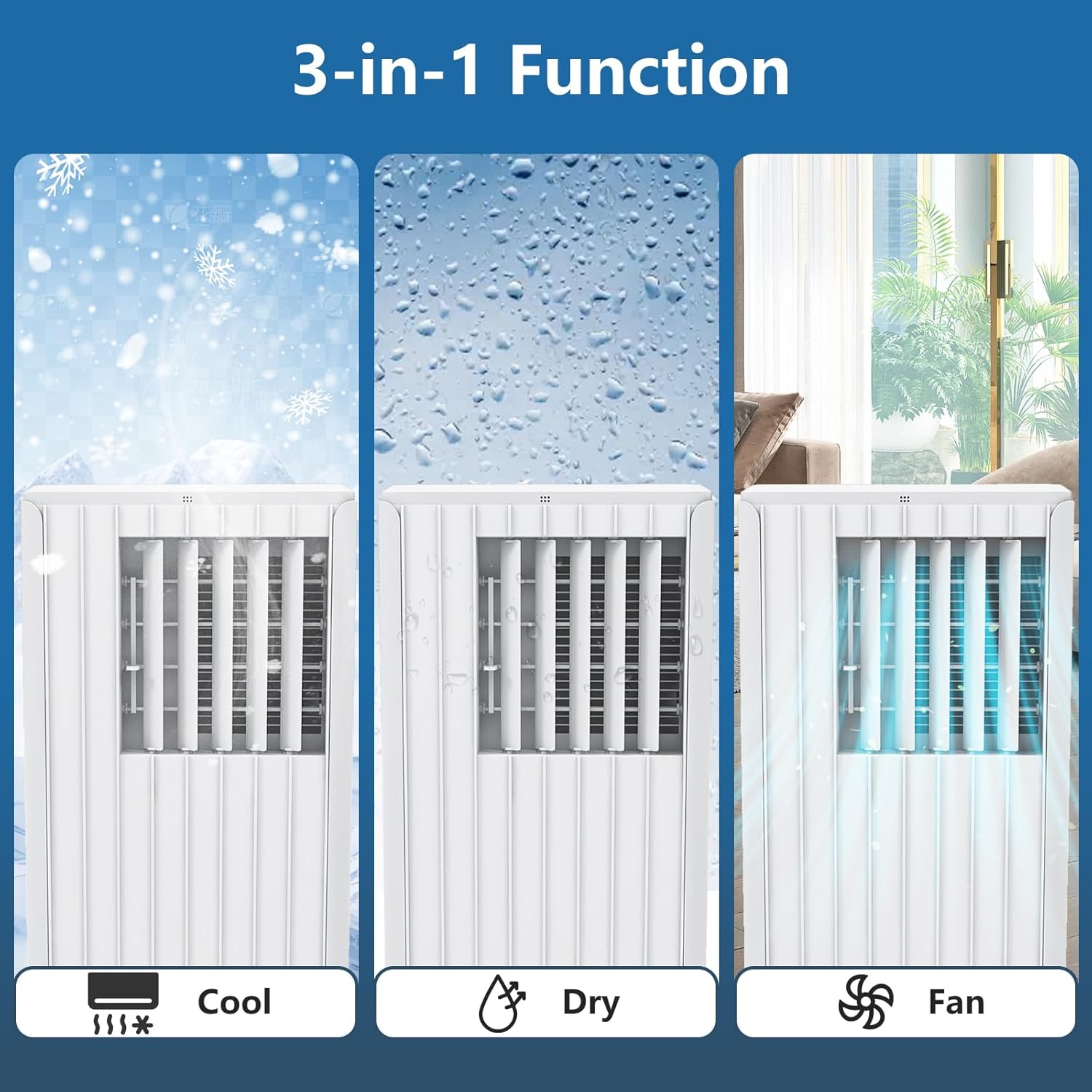 GarveeHome 8,000 BTU Portable Air Conditioner, Air Conditioners Cools Up to 350 Sq. Ft, 3 in-1 AC Unit with Cool/Fan/Dehumidifier Mode, Room Air Conditioner with Remote Control/Window Kit, White