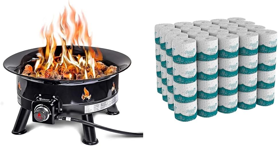 Outland Living Firebowl 883 Mega Outdoor Propane Gas Fire Pit with UV and Weather Resistant & Georgia-Pacific Angel Soft ps 16880 White 2-Ply Premium Embossed Bathroom Tissue