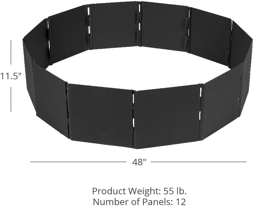 Titan Great Outdoors Heavy Steel 48in Campfire Pit Ring, 12 Panels, Portable Collapsible Design, Easy to Transport, Campfires and Bonfires