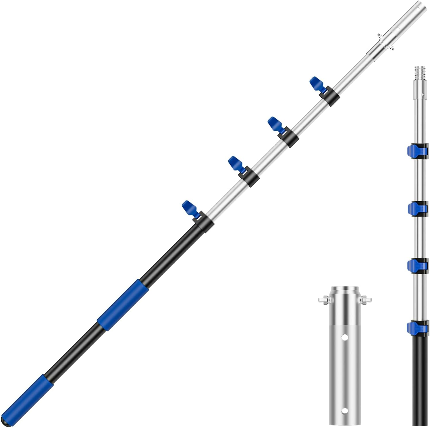 Pool Pole Telescopic 20FT Heavy Duty Upgraded Aluminum, 20 Ft Extension/Extendable Telescoping Tool for Above Ground/Inground Swimming Cleaning Supplies Accessories, Leaf Skimmer/Brush/Net/Vacuum/Mesh