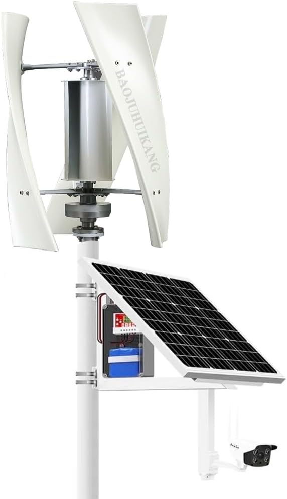12V-220V Wind Turbine Vertical Axis Generator+ Solar Panel Kits Suit for RV Marine Home Solar Wind Hybrid System(10000W)