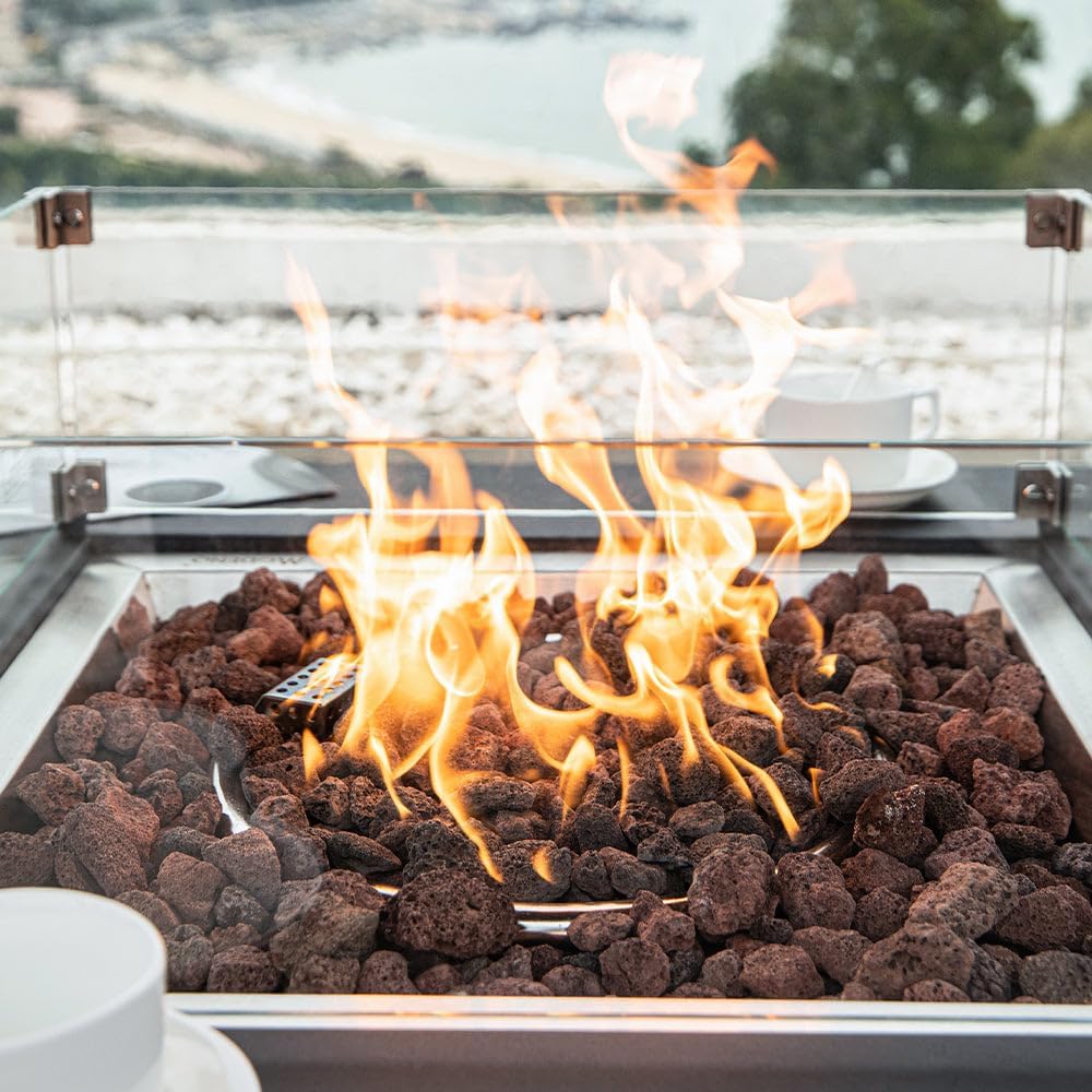 Modeno Outdoor Fire Table Aurora Concrete Natural Gas Firepit,Black