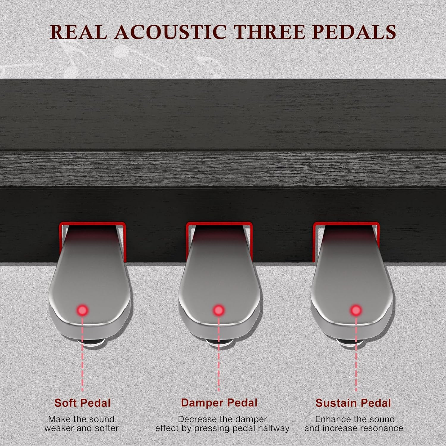 UMOMO 88 Key Full Size Digital Piano Electric Keyboard with Piano Bench, Music Stand+Power Adapter+3-Pedal Board+Instruction Book+Headphone Jack for Beginner/Adults, Black