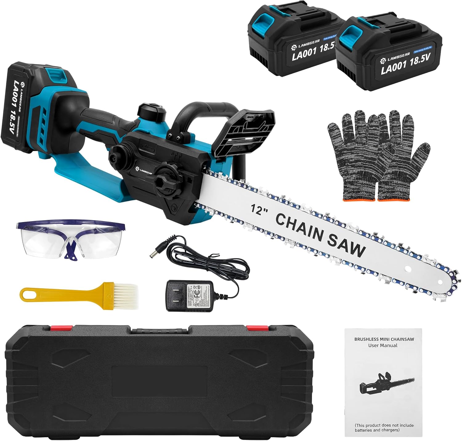 12 Inch Chainsaw Cordless Electric Chain Saw with 2 x 4000mAh Rechargeable Batteries 2 x Chains Powerful Handheld Saw for Tree Trimming Wood Cutting Gardening Tool for Thick Branches and Logs