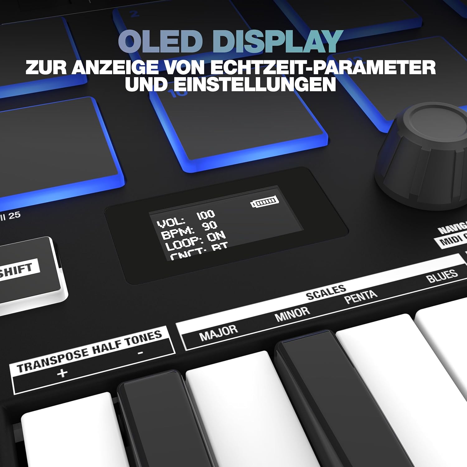 Reloop Keypad Pro Compact USB-MIDI DAW workstation with full Bitwig integration, 4-in-1 Station: master keyboard, drum pads, mixer unit & DAW controls