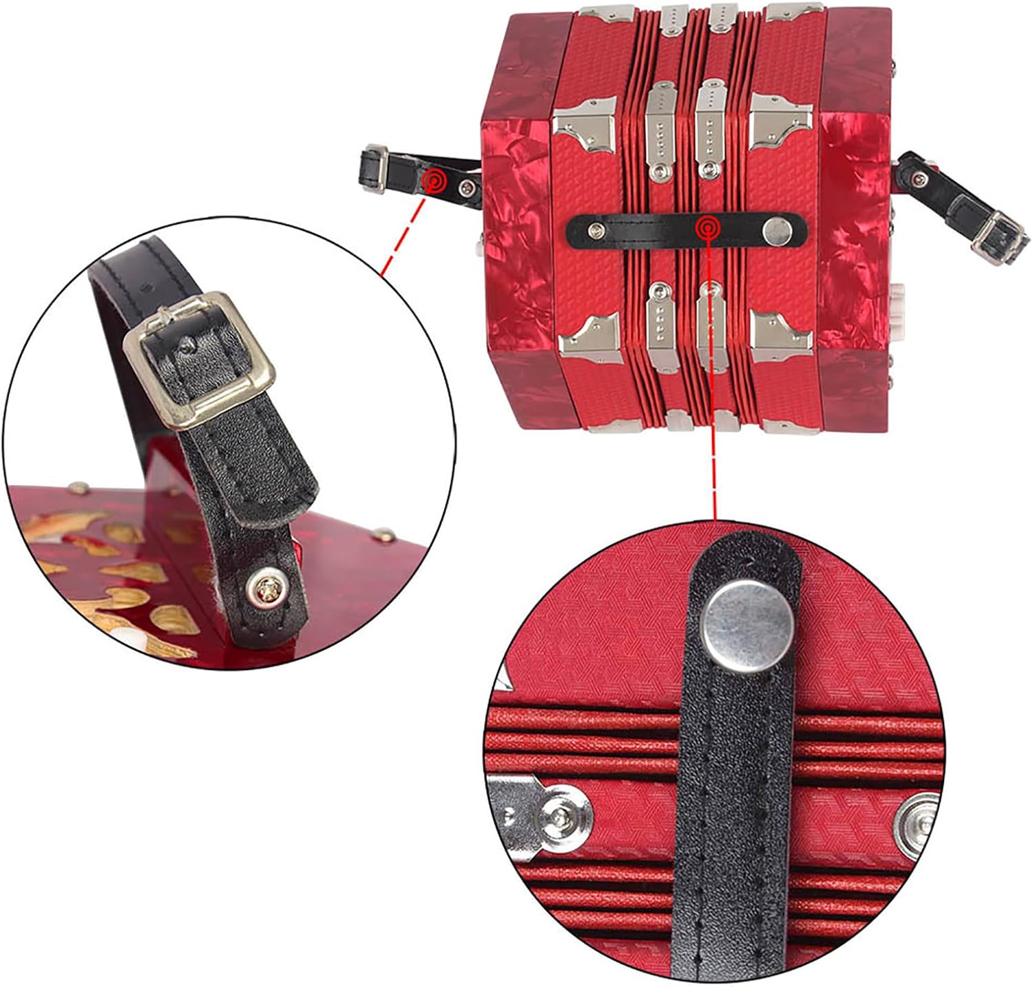 Kids Accordion,Portable Concertina Accordion,with Adjustable Hand Strap,20 Tone Key,Carrying Bag, Excellent Gift for Children and Friends,Suitable for Beginners