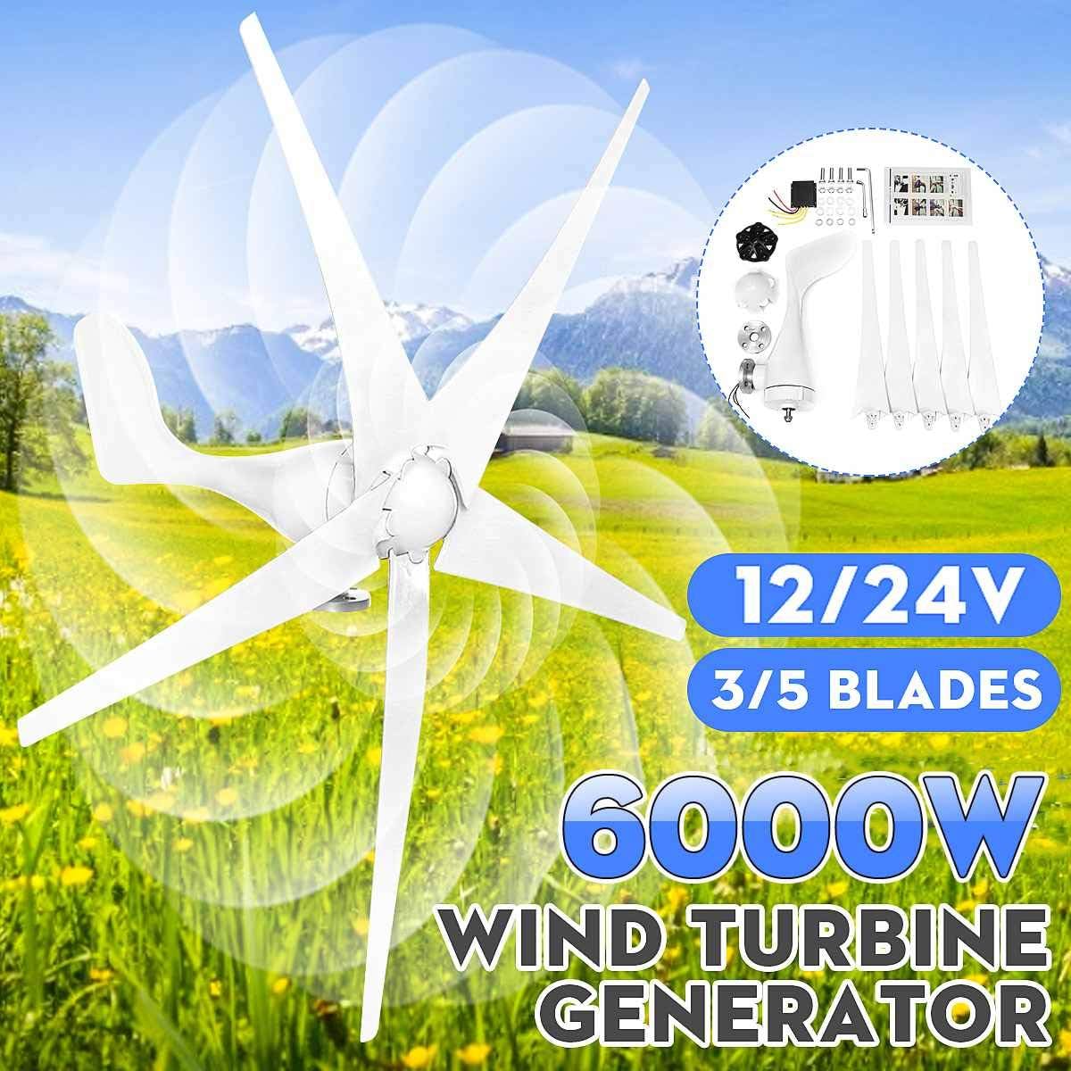 Energy 3/5 Blades Wind Turbine Generator 12V 24V High Efficient for Home Yacht Farm Low Wind Speed Start High Efficiency,5 Blades,12v