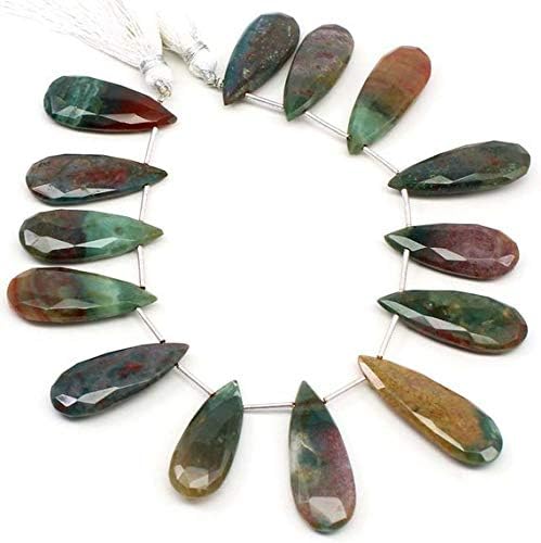 ocean jasper faceted flat long pears shape briolettes, 15 * 30mm size. natural ocean jasper pears flat loose (sku2904