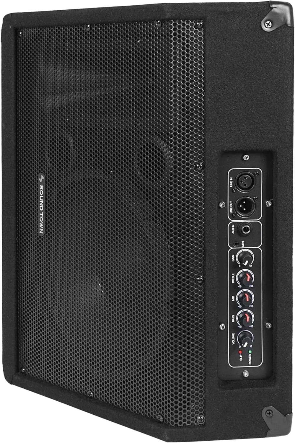 Sound Town 2-Pack Powered DJ PA Stage Monitor Speakers 10” 300W with Compression Driver for Live Sound, Bar, Church (METIS-10MPW-PAIR)