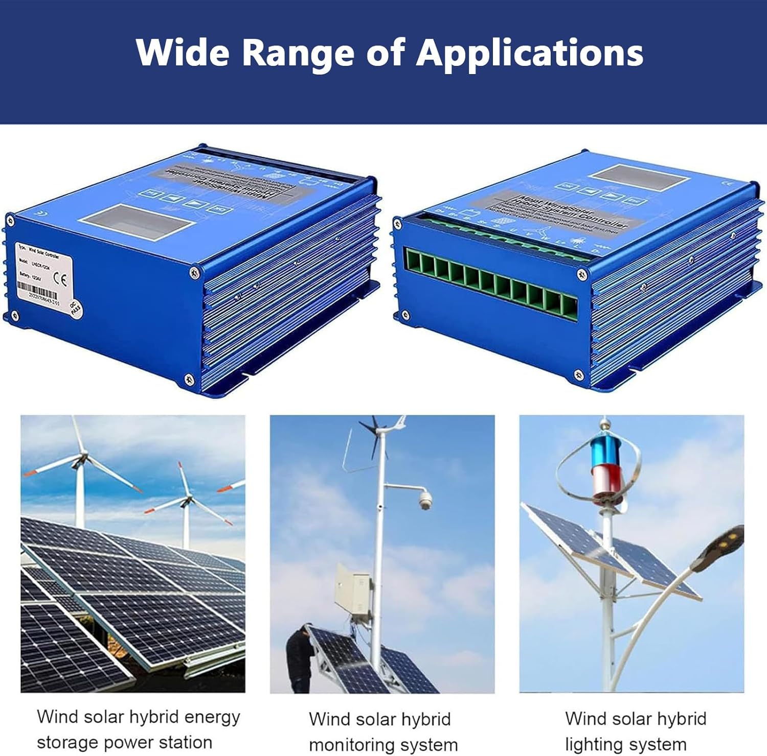 6000W Wind Solar Hybrid Charge Controller | Regulator for 12V/24V/48V Systems | Dump Load, Auto Boost Charging for Off-Grid Wind Turbine & Solar Panel, Blue