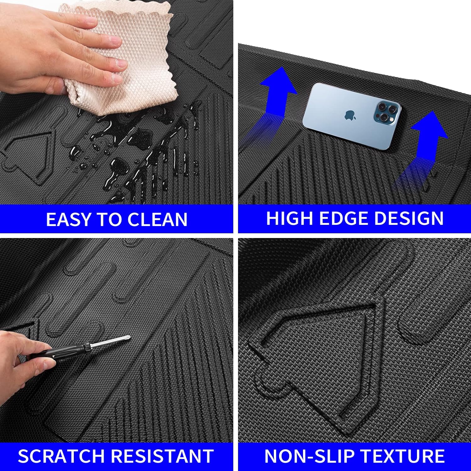 Rongtaod Floor Mats Compatible with 2021-2024 2025 Ford Bronco 4 Door Trunk Mat Cargo Mat Cargo Liner All Weather Back Seat Cover Protector 2023 Bronco Accessories (Set of 9 Mats)