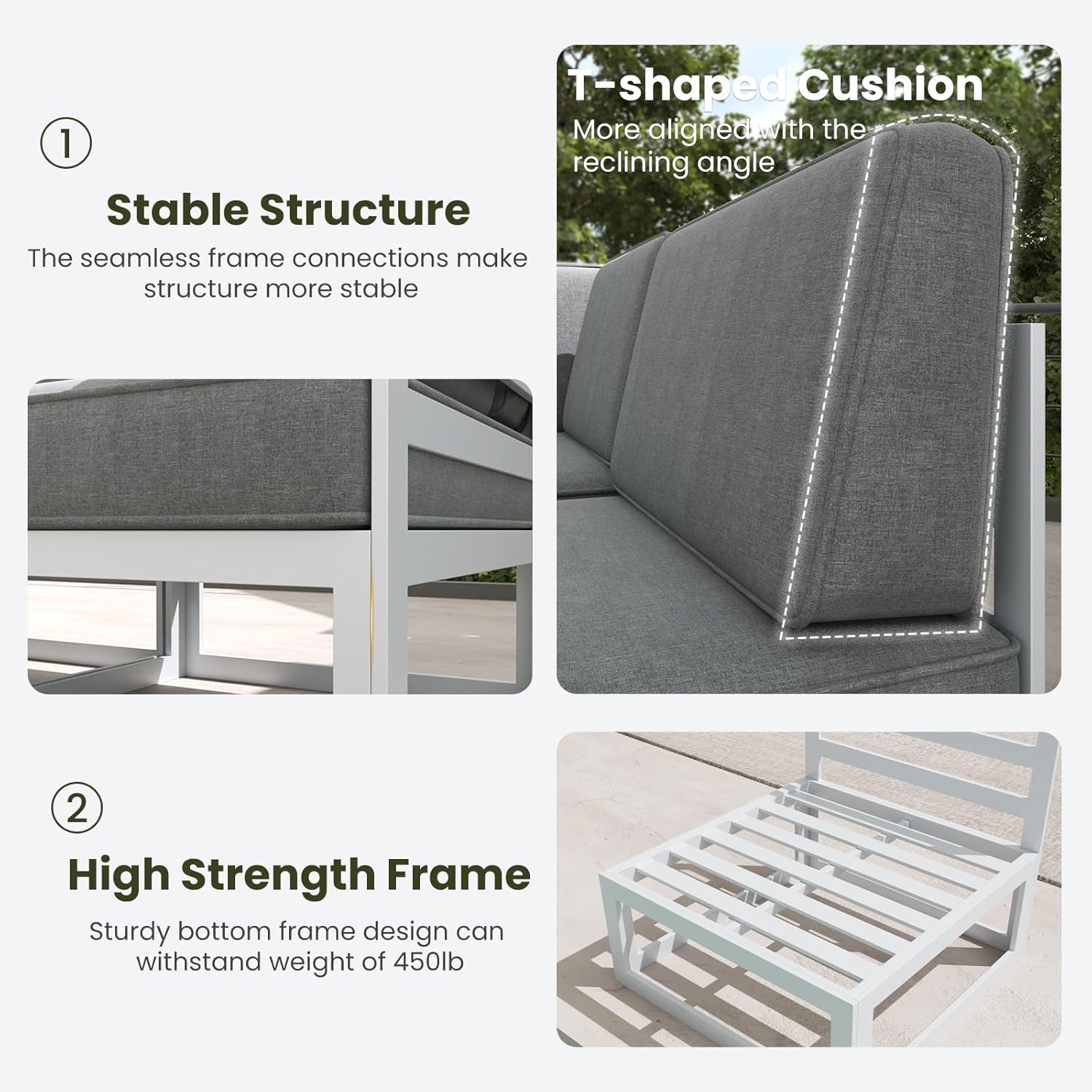 LayinSun 11 Pieces Modern Aluminum Patio Furniture Set with Fire Table, Outdoor Modular Sectional Conversation Set L-Shaped Sofa for Backyard