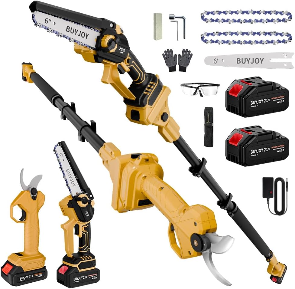 2-in-1 Brushless Pole Pruning Shear, Battery Powered Cordless Electric Pruning, Tree Pruner