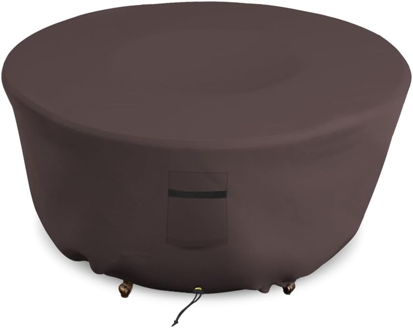 Covers & all Outdoor Round Fire Pit Cover, 12 Oz Waterproof, UV & Weather Resistant for Patio Lawn Garden Backyard Outside, with Air Vents & Drawstrings (80