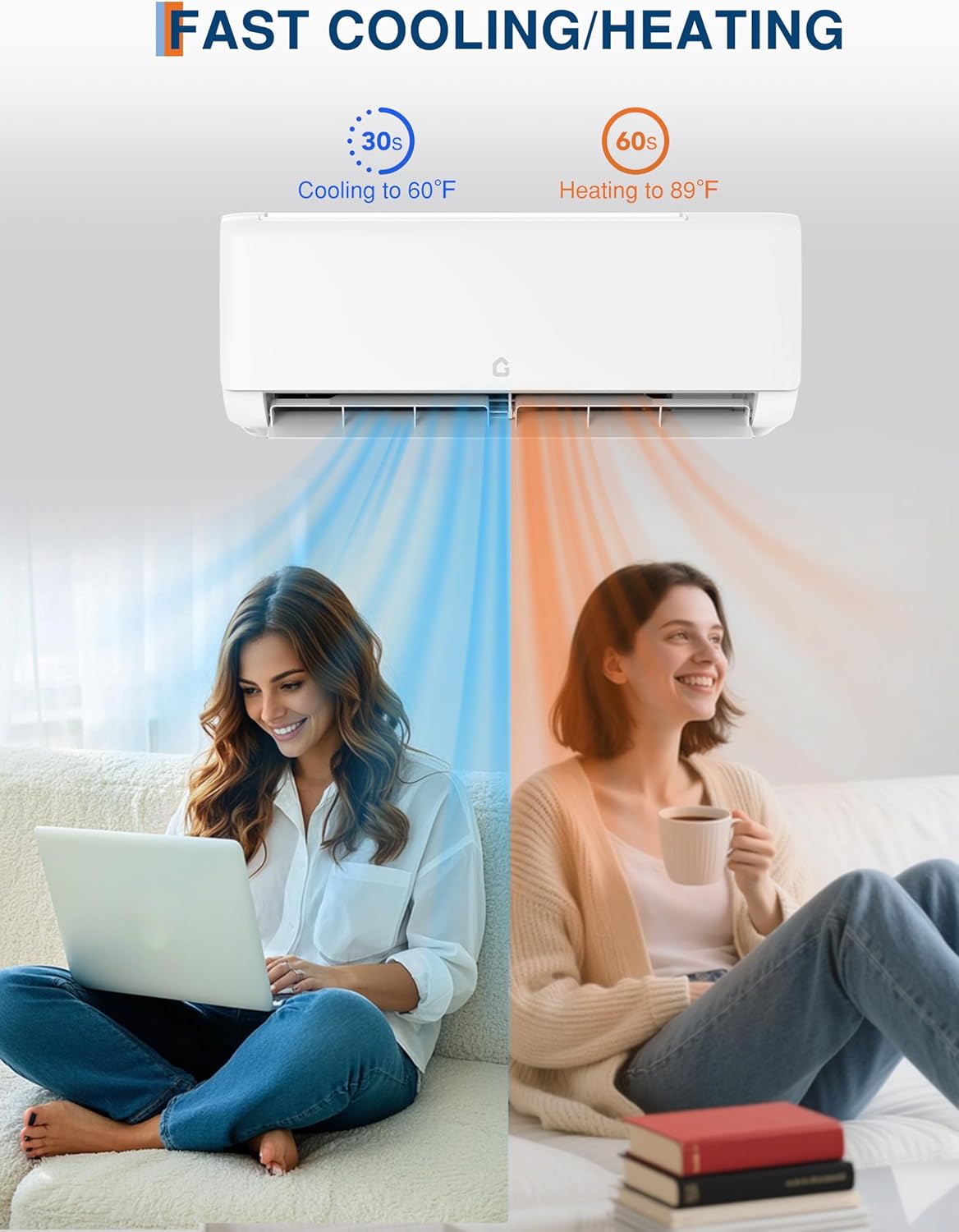 GarveeHome Fast Cooling, Inverter Technology, 18000 BTU Mini Split Air Conditioner Ultra Quiet Operation, Smart Control, and Washable Air Filter for Optimal Comfort
