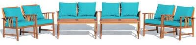 TM Replacement for/Fits 8 PCS Wooden Patio Furniture Set Table Sofa Chair with Turquoise Cushioned Yard Size : 45