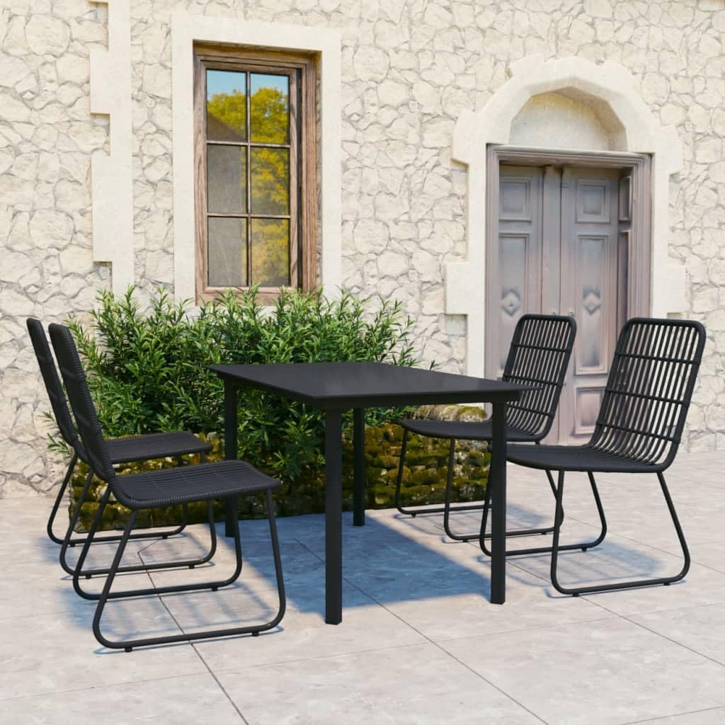 5 Piece Patio Dining Set Poly Rattan and Glass Garden Furniture