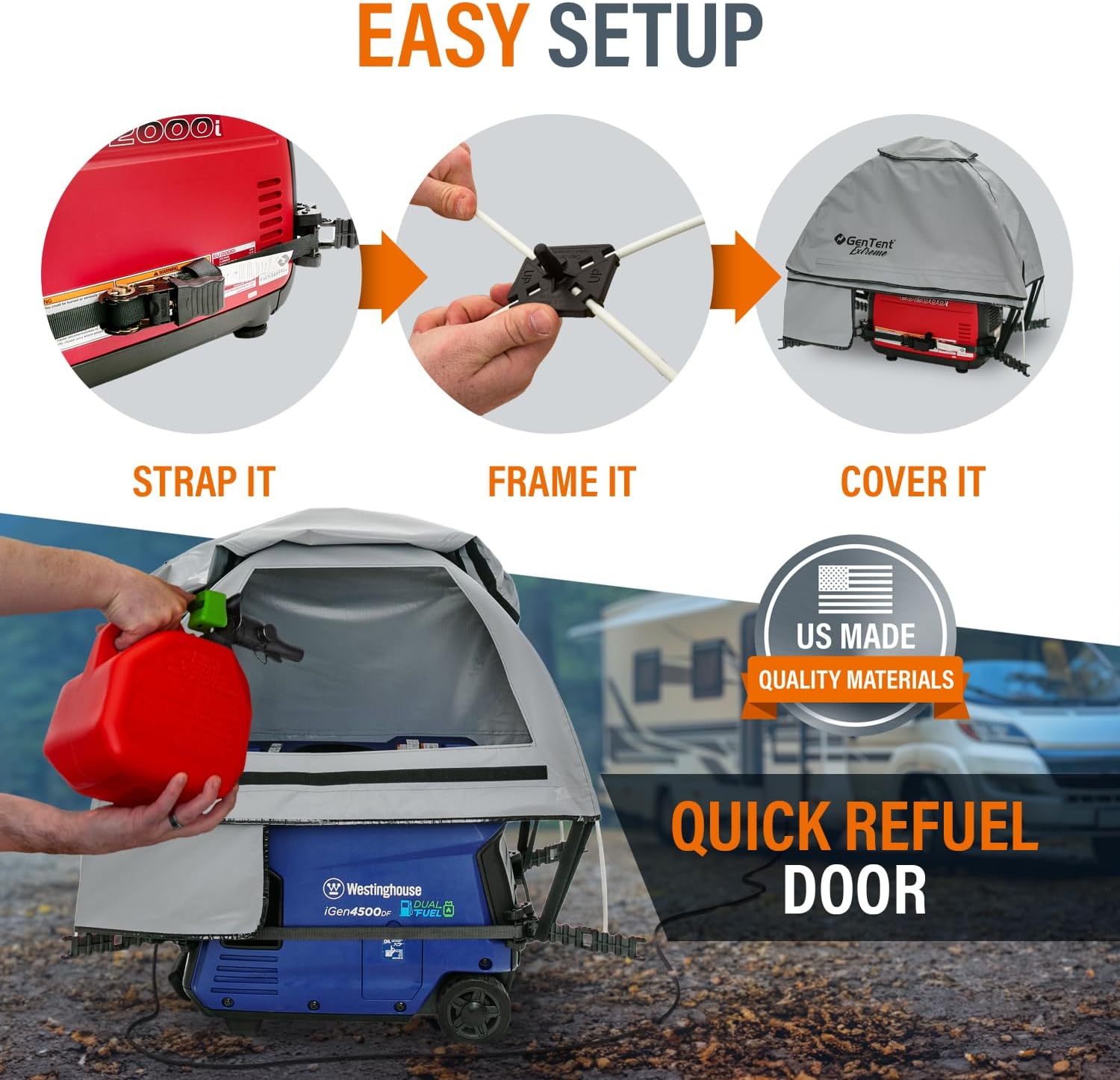 GenTent Generator Running Cover - Inverter Kit (Extreme, Grey) - for Fully Encased Inverter Generators