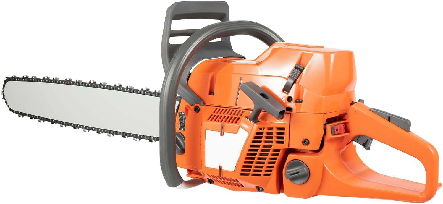 71.8CC Gas Chainsaw, 24 Inch 2-Stroke Engine Handheld Petrol Chain Saw, Gasoline Powered Chainsaw for Tree Wood Firewood Outdoor Cutting