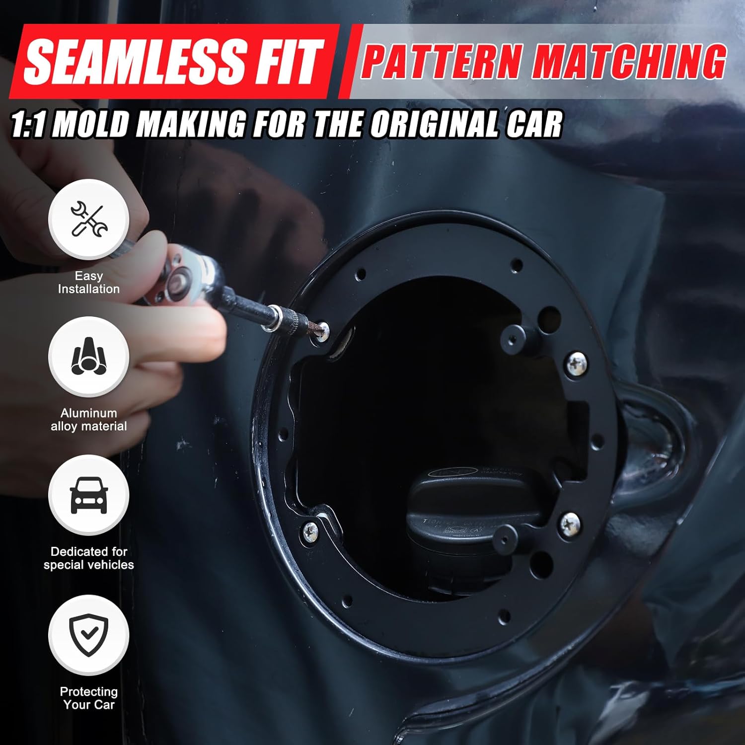 LLKUANG Gas Fuel Tank Cap Protector Cover Compatible with Toyota Tundra 2007-2021,Fuel Tank Door Cover Car Oil Gas Cap Door Cover Trim Decorative Accessories Replacement Parts (Style B)